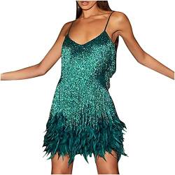 Zeiayuas 1920s Kleid Damen Flapper Kleid Fransenkleid Sexy Schulterfrei Partykleid Elegant Tanzkleid ärmellos Disco Outfit 70s Damen-Kostüm 20er Jahre Charleston Minikleid Cocktailkleid Wickelkleider von Zeiayuas