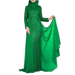 Zeiayuas Ballkleid Damen Lang Grün Damen (ohne Kapuze) Rundhalsausschnitt Paillettenkleid Langarm Slim Fit Kleid Festliche Kleider für Damen Lang Elegant Abendkleider von Zeiayuas