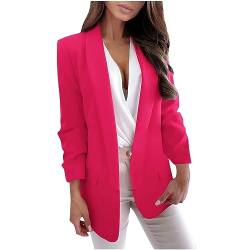 Zeiayuas Blazer Damen Elegant Sportlich Lang Anzugjacke Revers Einfarbig Casual Cardigan Langarm Elegante Business Anzüge Jacke mit Tasche Blazer Damen Schwarz Anzug Jacke Female Klassischer Blazer von Zeiayuas