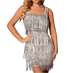 Zeiayuas Cocktailkleider Elegant für Hochzeit mit Fransen 20er Jahre Pailletten Kleid Schwarz mit Fransen Flapper Damen-Kostüm Ballkleid Damen Kurz Kleid Sexy Party Quastenkleider Abendkleider von Zeiayuas