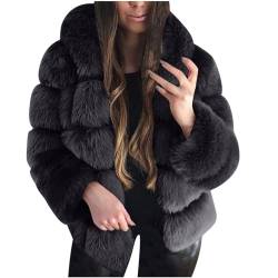 Zeiayuas Damen Kunstpelz Mantel Crop Pelzmantel Winterparka Herren Warm Gefüttert Winterjacke Warme Dicke Wintermantel Übergangsjacke Plüsch Jacke Kurz Pelzjacke Locker Outwear Fleecejacke von Zeiayuas