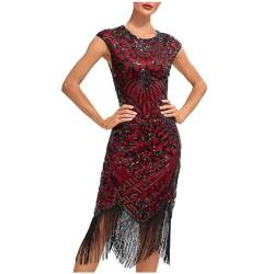 Zeiayuas Kleider 20er Jahre Stil Ballkleider Damen Lang Glitzer Cocktailkleider Damen Elegant Lang Damen Vintage Pailletten Ärmelloses Pailletten Prom Tassel Kleid Party Bankett Tanzkleider von Zeiayuas