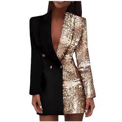 Zeiayuas Rotes Paillettenkleid Damen Pailletten Blazer Button Down Kleid Festliche Kleider für Damen Elegante Cocktailkleider Damen von Zeiayuas