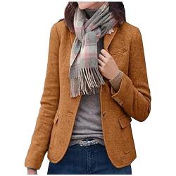 Zeiayuas Tweed Jacket Women Vintage Blazer Sportlich Elegant Anzugjacke Tweedjacke Damen Mantel Lang Winter Herbst- und Wintermantel aus Bedrucktem Tweed für Damen Tweed Mantel Trenchcoat Blazer von Zeiayuas