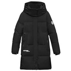 Zeiayuas Winter Parka Jacke Damen Rosa Daunenjacke Lang Sport Steppjacke Damen Schwarz Winterjacke mit Kapuze für Frauen Wattierte Jacke Wintermantel Damen Lang Warm Gefüttert Damen Mantel von Zeiayuas