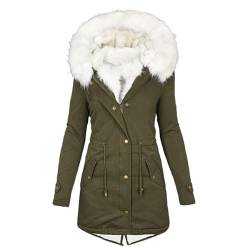 Zeiayuas Winterjacke Damen Lang Warm Gefüttert Female Steppjacke Damen Mantel Ski-Jacken für Damen Winterjacke Wattierte Jacke Damen Softshell Jacke Damen Mantel Winter Elegant Damen Winterparka Grün von Zeiayuas