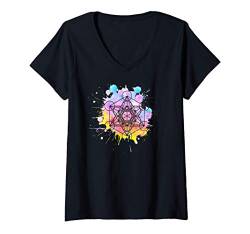 Damen Metatron Erzengel Würfel Splash Heilige Geometrie T-Shirt mit V-Ausschnitt von Zeichen und Symbole