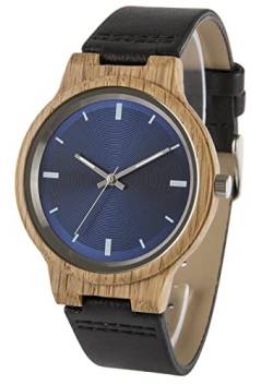 Zeit-Bar Armbanduhr Damen - Herren Slim Line, Holzgehäuse, mit Sekundenzeiger von Zeit-Bar