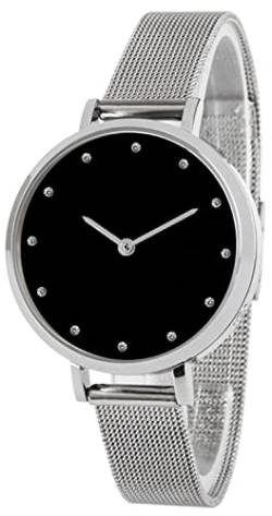 Zeit-Bar Funk-Armbanduhr Damen, Edelstahlgehäuse, Edelstahl-Maschen-Uhrband von Zeit-Bar