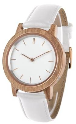 Zeit-Bar Funk-Armbanduhr Damen, Holzgehäuse, Leder-Uhrband von Zeit-Bar