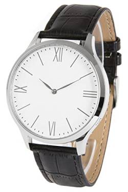 Zeit-Bar Funk-Armbanduhr Damen/Herren, Edelstahl, Leder-Uhrband von Zeit-Bar