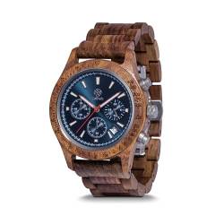 Zeitholz Holzuhr Herren, für Herren, Armbanduhr, Chronograph, Neue Bergen, Analog, 42mm, 100% Naturholz mit Japanischem Quarzwerk. Entworfen um EIN Statement zu setzen. (Blau) von Zeitholz