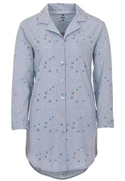 Zeitlos Damen Nachthemd Langarm Kragen Knopfleiste Sterne Loungewear, Farbe:hellblau, Größe:XL von Zeitlos