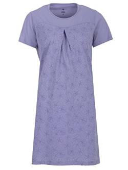 Zeitlos Nachthemd Damen Kurzarm Blätter Kellerfalte Schlafshirt Sommer M-2XL All-Over Muster, Farbe:Flieder, Größe:L von Zeitlos