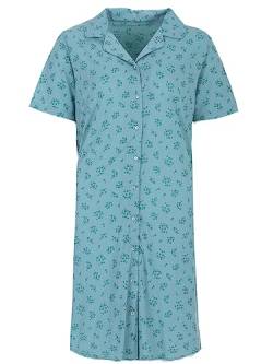 Zeitlos Nachthemd Damen Kurzarm Blümchen Knopfleiste Weich M-2XL All-Over Muster, Farbe:Mint, Größe:XL von Zeitlos