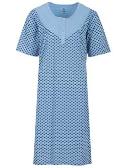 Zeitlos Nachthemd Damen Kurzarm Blümchen M-XXL Knopfleiste Allover Muster, Farbe:blau, Größe:XL von Zeitlos