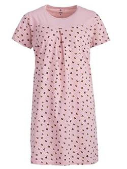 Zeitlos Nachthemd Damen Kurzarm Leo Kellerfalte Schlafshirt Sommer T-Shirt All-Over Muster, Farbe:rosa, Größe:4XL von Zeitlos