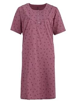 Zeitlos Nachthemd Damen Kurzarm Schlafshirt Knöpfe Blüten M-6XL, Farbe:Altrosa, Größe:4XL von Zeitlos