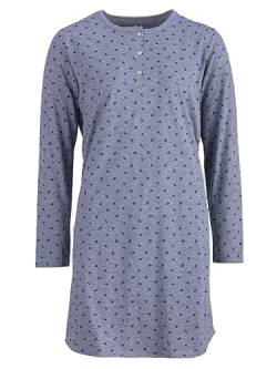 Zeitlos Nachthemd Damen Langarm Kussmund Knopfleiste Schlafshirt M-2XL All-Over Muster, Farbe:grau, Größe:L von Zeitlos