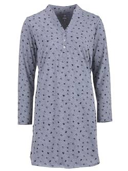 Zeitlos Nachthemd Damen Langarm Leo Herz Stehkragen Schlafshirt T-Shirt All-Over Muster, Farbe:grau, Größe:XL von Zeitlos