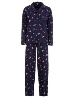 Zeitlos Pyjama Damen Schlafanzug Thermo Langarm Winter Set Blümchen, Farbe:Navy, Größe:L von Zeitlos
