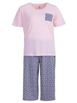 Zeitlos Pyjama Shorty Damen Herzen Rundhalsausschnitt Baumwolle Capri M-2XL, Farbe:rosa, Größe:M von Zeitlos