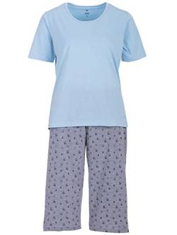 Zeitlos Pyjama Shorty Damen Schmetterling Rundhalsausschnitt Baumwolle Capri M-2XL, Farbe:blau, Größe:L von Zeitlos