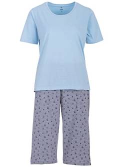 Zeitlos Pyjama Shorty Damen Schmetterling Rundhalsausschnitt Baumwolle Capri M-2XL, Farbe:blau, Größe:XL von Zeitlos