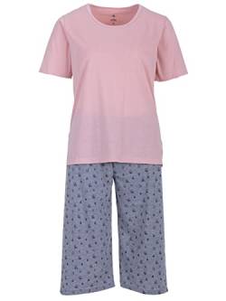 Zeitlos Pyjama Shorty Damen Schmetterling Rundhalsausschnitt Baumwolle Capri M-2XL, Farbe:rosa, Größe:M von Zeitlos