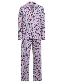 Zeitlos Pyjama Thermo Damen Schlafanzug Schmetterling Knöpfe, Farbe:grau, Größe:L von Zeitlos