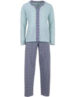 Zeitlos Schlafanzug Damen Pyjama Langarm Set 2-TLG. Borte Herz M-2XL, Farbe:Mint, Größe:XL von Zeitlos