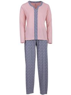 Zeitlos Schlafanzug Damen Pyjama Langarm Set 2-TLG. Borte Herz M-2XL, Farbe:rosa, Größe:M von Zeitlos