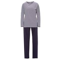 Zeitlos Schlafanzug Damen Pyjama Langarm Streifen 2tlg, Farbe:Navy, Größe:L von Zeitlos