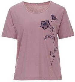 Zeitlos T-Shirt Damen Kurzarm Stickerei Blüte Rundhals Seitenschlitz, Farbe:rosa, Größe:M von Zeitlos