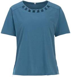 Zeitlos - T-Shirt Kurzarm Verzierung Steine Bluse Rundhals Seitenschlitz, Farbe:Petrol, Größe:M von Zeitlos