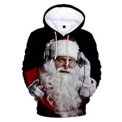 Weihnachtspullover Christmas Pullover Weihnachts Pullover Weihnachtshoodie Herren Weihnachten 3D Drucken Hoodie Herren Kapuzenpullover Lustige Weihnachtspullover Casual Hooded (A3,XXL) von Zelbuck