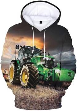 Zelbuck Hoodie Traktor Pullover Traktor Kinder Traktor Pullover Kinder Hoodie Trecker Pullover Für Kinder Traktor Bagger Kinder Hoodie Jungen Traktor Hoodie Für Jungen (A2,100) von Zelbuck