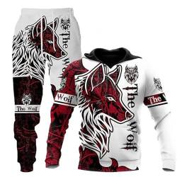 Zelbuck Unisex 3D Wolf Druck Hoodie Herren Kapuzenpullover Jogger Set Wolf Hoodie Pullover Langarm Fleece Sweatshirt S-6XL (A1,M) von Zelbuck