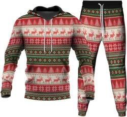 Zelbuck Unisex Weihnachten Trainingsanzug Sets Hoodie Sweatpants Sport Jogger Set (A5,XL) von Zelbuck