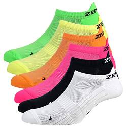 Zen Core Sneaker Füßlinge 6 Paare, Größe 35-37 und 38-41 für Damen, kurze Socken, Sport&Freizeit, Laufsocken, Fitness, Fahrradfahren, Running Socken, Atmungsaktiv, Gepolstert, Antiblasen von Zen Core