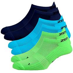 Zen Core Sneaker Füßlinge 6 Paare, Größe 40-43 und 44-47 für Herren, kurze Socken, Sport&Freizeit, Laufsocken, Fitness, Fahrradfahren, Running Socken, Atmungsaktiv, Gepolstert, Antiblasen von Zen Core