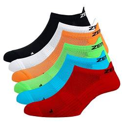 Zen Core Sneaker Füßlinge 6 Paare, Größe 40-43 und 44-47 für Herren, kurze Socken, Sport&Freizeit, Laufsocken, Fitness, Fahrradfahren, Running Socken, Atmungsaktiv, Gepolstert, Antiblasen von Zen Core