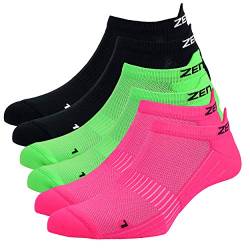 Zen Core Sneaker Füßlinge 6 Paare, Größe 40-43 und 44-47 für Herren, kurze Socken, Sport&Freizeit, Laufsocken, Fitness, Fahrradfahren, Running Socken, Atmungsaktiv, Gepolstert, Antiblasen von Zen Core