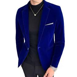 ZenaHa Herren Sakko, Herren Blazer Aus Samt, Slim Fit, Warme Anzugjacke, EIN Knopf Anzugsmantel, Elegante Freizeitjacke, Hochzeitsfeier, Smoking Dinnerjacke, Blau, M von ZenaHa