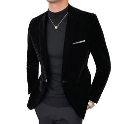 ZenaHa Herren Sakko, Herren Blazer Aus Samt, Slim Fit, Warme Anzugjacke, EIN Knopf Anzugsmantel, Elegante Freizeitjacke, Hochzeitsfeier, Smoking Dinnerjacke, Schwarz, M von ZenaHa