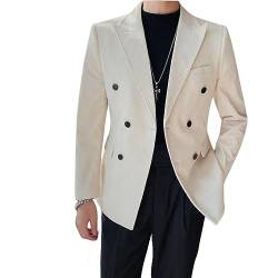 ZenaHa Sakko Herren Sportlich, Elegante Cord Blazer Anzugjacke, Slim Fit Anzugjacke, Zweireihiger Anzugmantel, Trendige Freizeitjacke, Hochzeitsfeier, Smoking Dinnerjacke, Beige, XL von ZenaHa