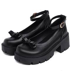 ZeniRuec Mary Jane Schuhe Damen Plateau Lolita Schuhe Kawaii Shoes Plattform Mary Janes Pumps Runde Zehe Prinzessin Schuhe von ZeniRuec