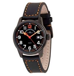 Zeno-Watch Herrenuhr - Classic Pilot Date Black&orange - 3315Q-bk-a15 von Zeno