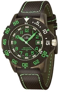 Zeno-Watch Herrenuhr - Sport H3 Fashion Diver Black&Green - 6709-515Q-a1-8 von Zeno