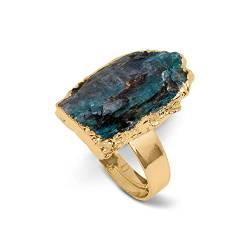 Zentana Kyanit-Ring grob – Edelstein rau – in Gold getaucht – Selbstausdruck von Zentana